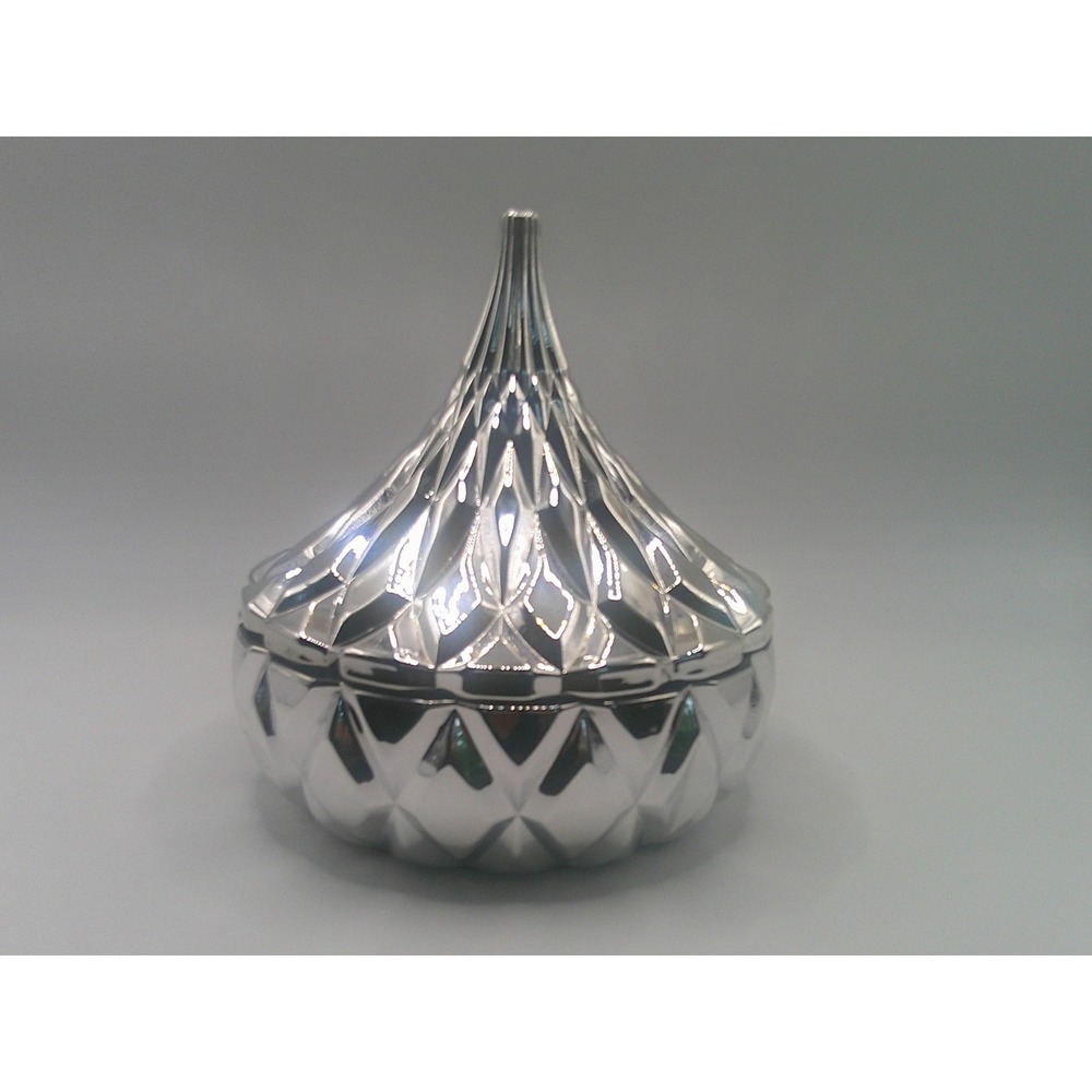 Godinger Silver Art Hershey's Kisses Crystal Candy Dish Silver Plated Lid NEW